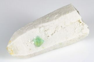 2.9" Green, Octahedral Fluorite on Milky Quartz - Inner Mongolia - Crystal #181708
