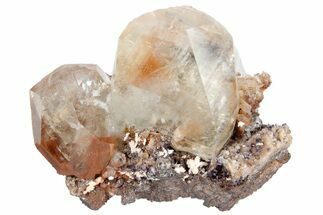 Calcite Crystal Cluster with Hematite Phantoms - Fluorescent! #182458
