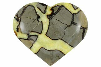 6.8" Polished, Heart-Shaped Septarian Dish - Madagascar - Crystal #174407