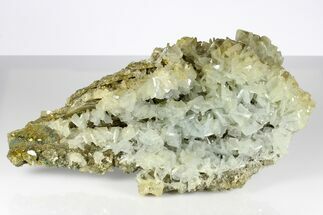 10.1" Bladed Blue Barite Crystals On Chalcopyrite - Morocco - Crystal #184328