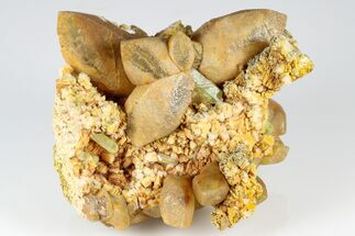 Lustrous, Yellow Apatite Crystals With Calcite & Feldspar - Morocco #185472