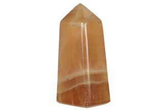3.4" Polished, Banded Honey Calcite Obelisk  - Crystal #187465
