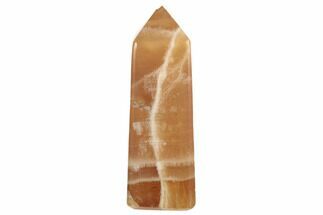 4.2" Polished, Banded Honey Calcite Obelisk  - Crystal #187471