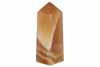 4" Polished, Banded Honey Calcite Obelisk  - Crystal #187472
