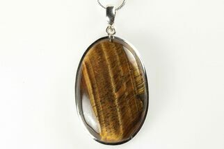 1.45" Tiger's Eye Pendant (Necklace) - 925 Sterling Silver   - Crystal #192370