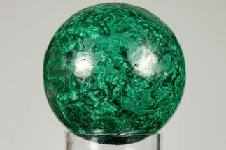 1.8" Flowery, Polished Malachite Sphere - Congo - Crystal #193459