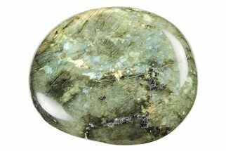 3.6" Flashy, Polished Labradorite Palm Stone - Madagascar - Crystal #195470
