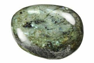 2.75" Flashy, Polished Labradorite Palm Stone - Madagascar - Crystal #195472