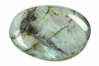 2.85" Flashy, Polished Labradorite Palm Stone - Madagascar - Crystal #195483