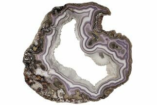 Purple, Banded Laguna Agate Slice With Quartz Pocket #198087