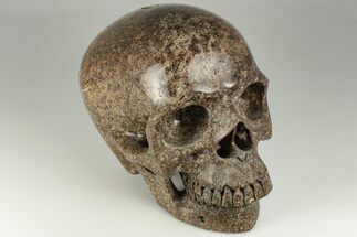 7" Carved Brown Rhyolite Stone Skull  - Crystal #199612