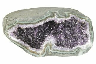 9.2" Purple Amethyst Geode With Polished Face and Calcite - Crystal #199768