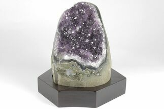 Tall Amethyst Cluster With Wood Base - Uruguay #199797