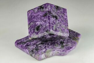 Polished Purple Charoite Cube with Base - Siberia #203832