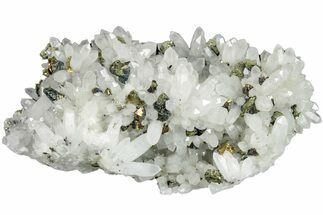 Quartz Crystal Cluster with Golden Chalcopyrite - China #205525