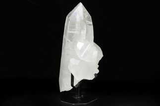 Large, Natural Quartz Crystal Point With Metal Stand - Brazil #206910