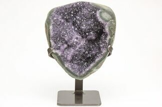 Sparkly Dark Purple Amethyst Geode With Metal Stand #208988