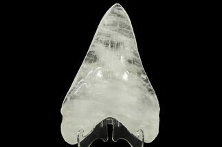 Realistic, Carved Clear Quartz Megalodon Tooth - Replica #209302