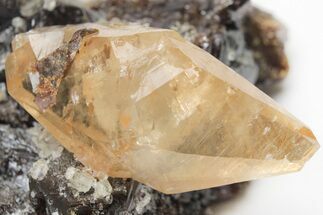 Gemmy, Twinned Calcite Crystal On Sphalerite - Elmwood Mine #209735