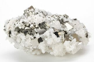 Sparkling Cubic Pyrite, Calcite, and Quartz Association - Peru #213657