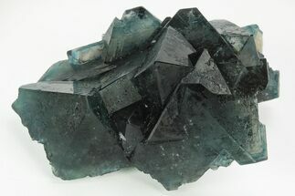 Blue-Green Octahedral Fluorite Cluster - China #215755