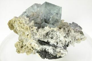 Cubic Fluorite Crystals on Quartz - Yaogangxian Mine #215797