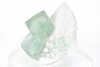 Green, Cubic Fluorite Crystals on Quartz - Inner Mongolia #216776