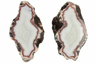 Polished Banded Agate Nodule Pair - Kerrouchen, Morocco #186947