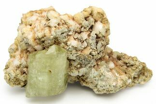 Lustrous, Yellow Apatite Crystals With Feldspar - Morocco #221044