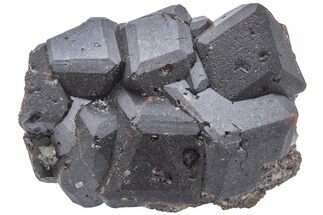 Jet-Black Andradite Garnet Cluster - Inner Mongolia #225110