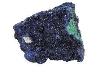Sparkling Azurite Crystals on Fibrous Malachite - China #231805