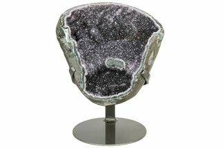 Sparkling Purple Amethyst Geode With Metal Stand #233926
