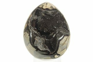 Septarian Dragon Egg Geode - Black Crystals #234987