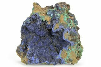 Vibrant-Blue Azurite on Fibrous Malachite - China #236662