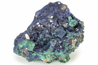 Sparkling Azurite Crystals on Fibrous Malachite - China #236673