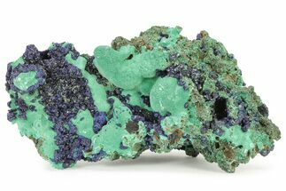 Sparkling Azurite Crystals on Fibrous Malachite - China #236687