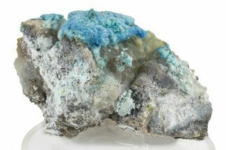 Vibrant Blue Cyanotrichite with Cubic Fluorite - China #238826