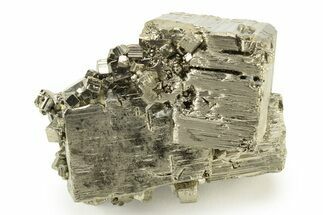 Striated, Cubic Pyrite Crystal Cluster - Peru #239123