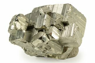 Striated, Cubic Pyrite Crystal Cluster - Peru #239128