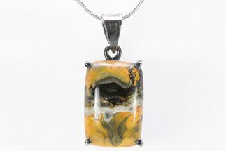 Bumblebee Jasper Pendant (Necklace) - Sterling Silver #240232