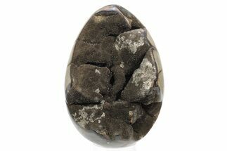 Septarian Dragon Egg Geode - Black Crystals #241097