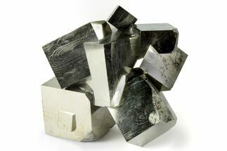Shiny, Natural Pyrite Cube Cluster - Navajun, Spain #244972