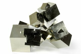Shiny, Natural Pyrite Cube Cluster - Navajun, Spain #245001