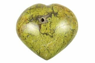 Polished Green Pistachio Opal Heart - Madagascar #249525