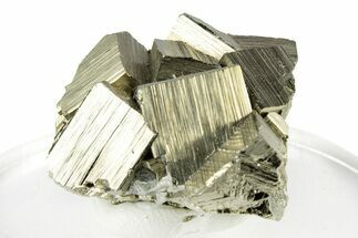 Striated, Cubic Pyrite Crystals - Peru #250272