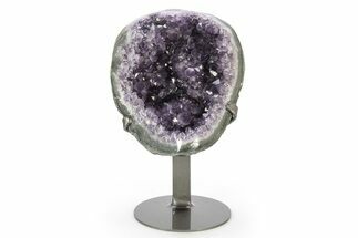Amethyst Geode Section With Metal Stand - Uruguay #251426
