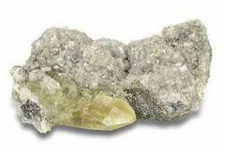 Yellow Calcite and Chalcopyrite Crystals on Dolomite - Missouri #252131