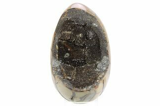 Septarian Dragon Egg Geode - Black Crystals #253750