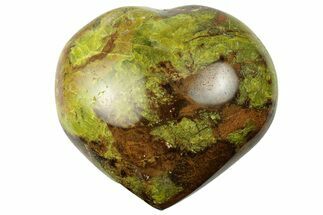 Polished Green Pistachio Opal Heart - Madagascar #249534