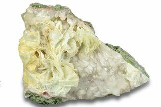 Green, Bladed Prehnite Crystals with Quartz - Morocco #255517